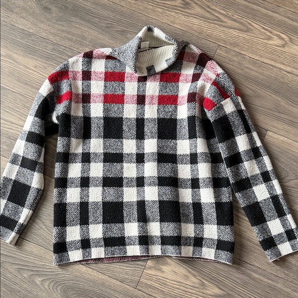 Christian Siriano Black and Red Plaid Turtleneck Sweater - Picture 6 of 9